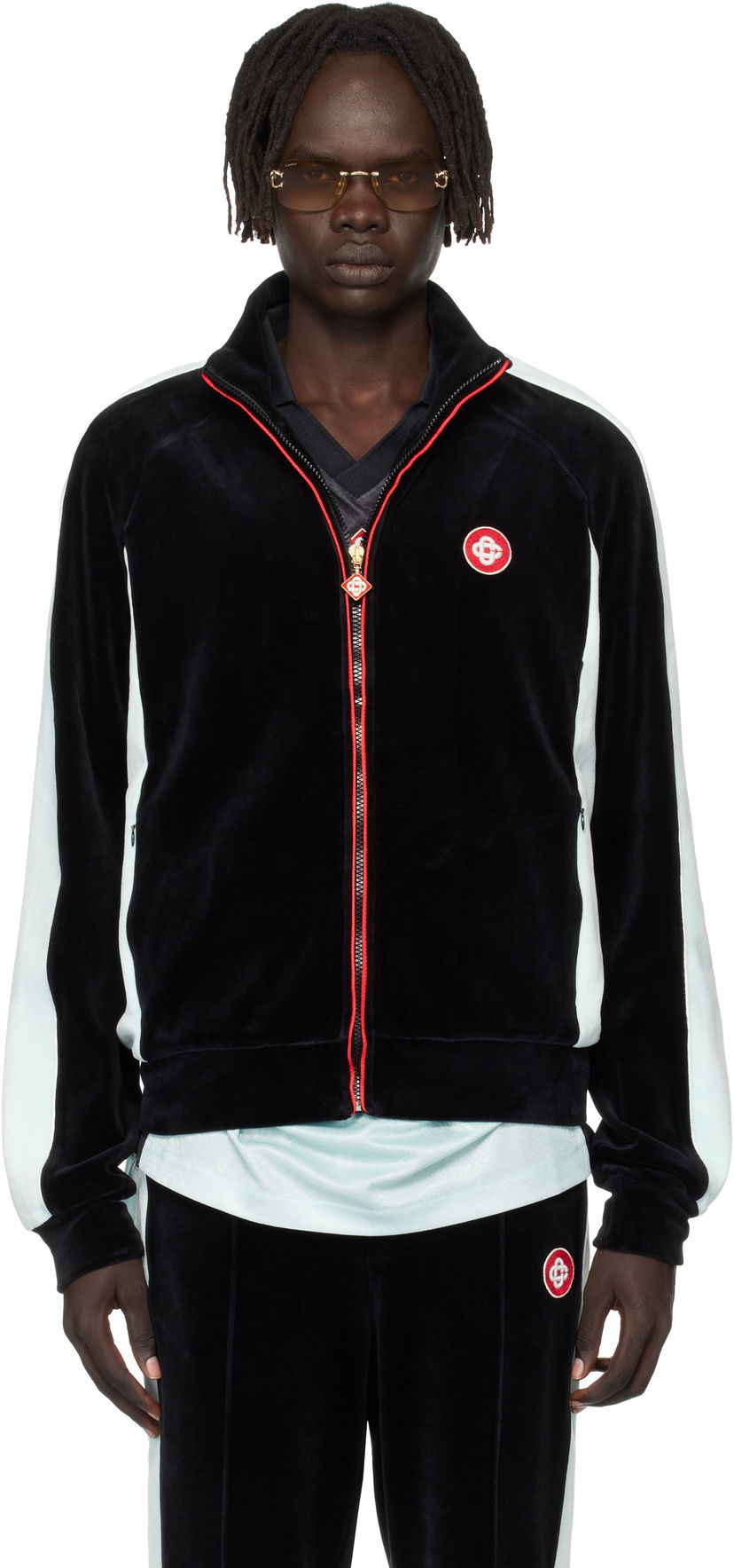 Jakke Casablanca Casablanca Velour Track Jacket Sort | MPF25-JTP-395-01