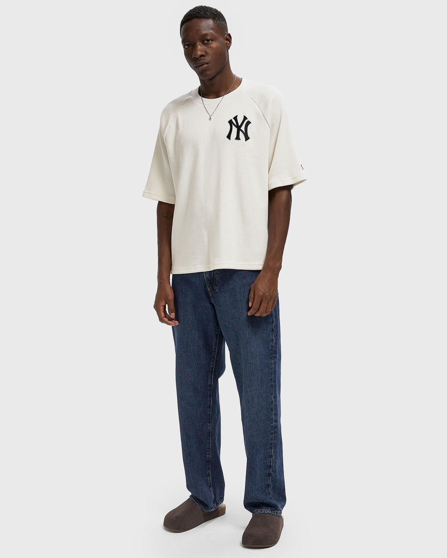 T-shirt New Era New York Yankees Waffle T-Shirt Hvid | 60684511, 1