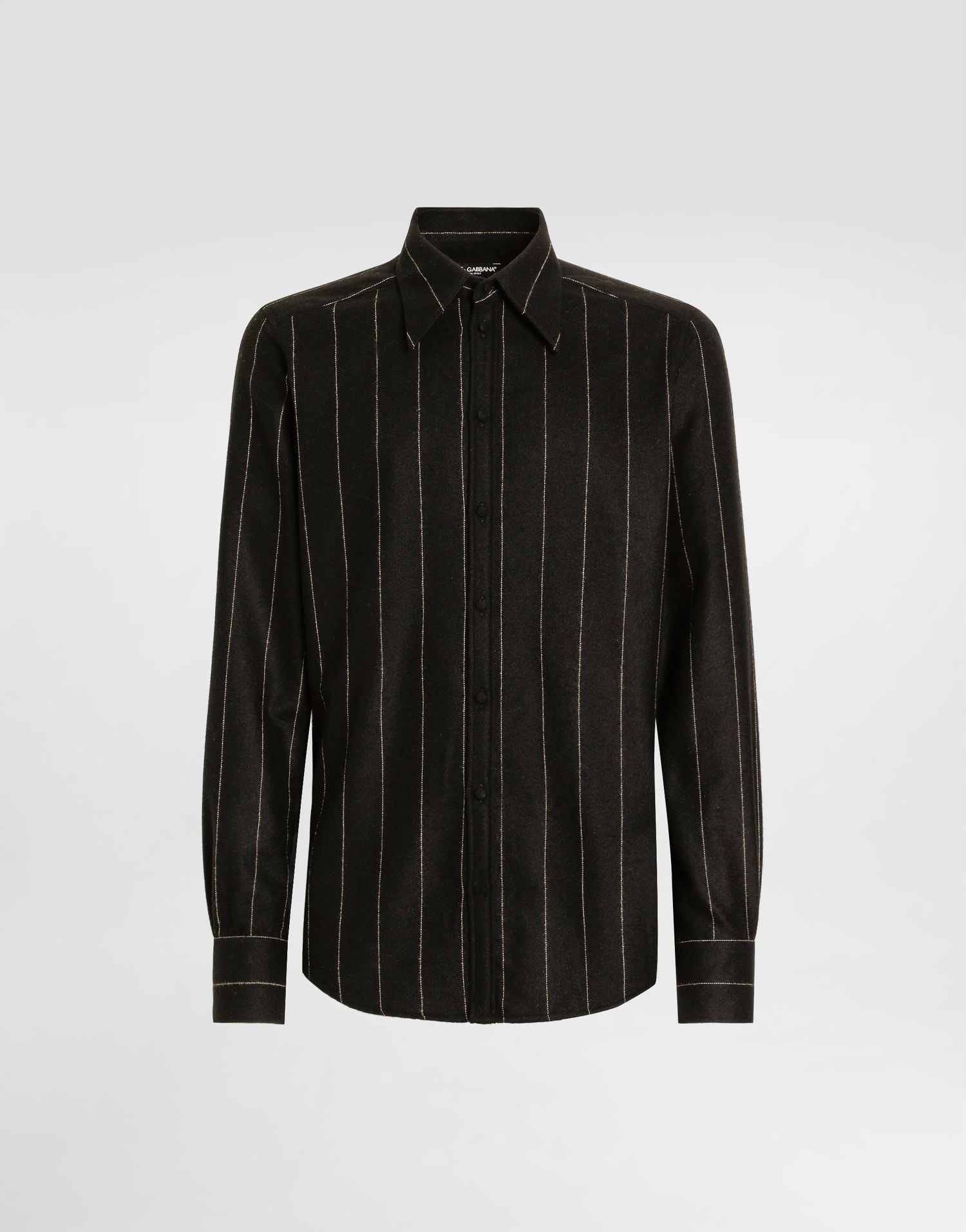 Skjorte Dolce & Gabbana Dolce & Gabbana Pinstriped Flannel Shirt Sort | G5NP9TFRZAPS8051, 0