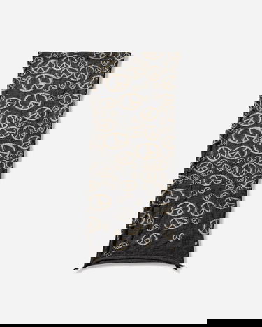 Tørklæde KAPITAL Fulling Wool Peace Mark Happy Scarf Flerfarvet | EK-1819XM BLACK, 1
