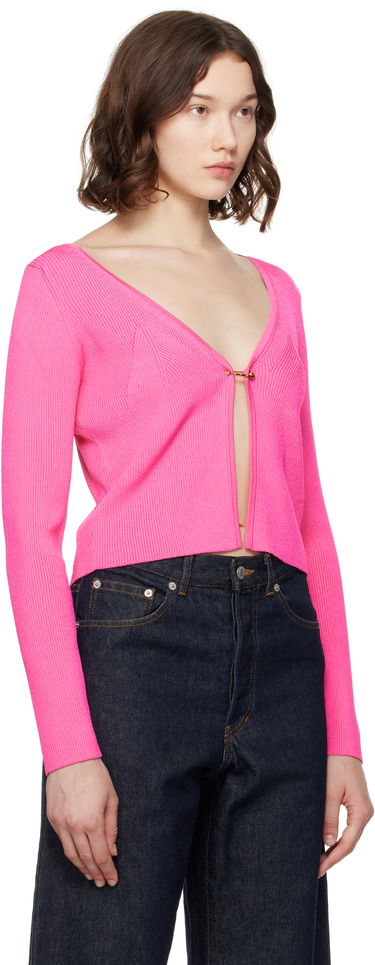 Sweater Versace Versace Safety Pin Ribbed Knit Cardigan Lyserød | 1020887_1A12699, 1