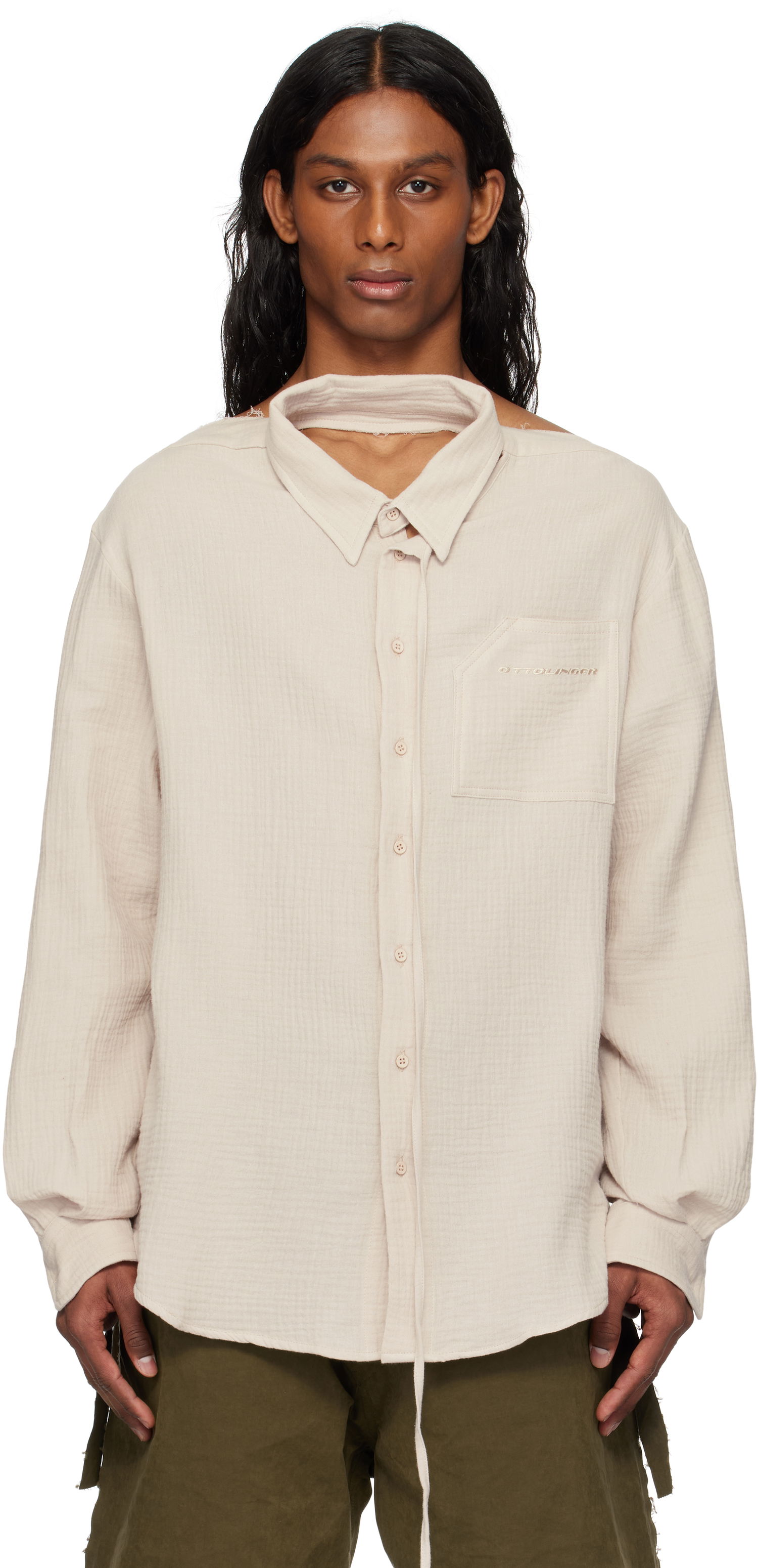 Skjorte Ottolinger Ottolinger Oversized Cut-Out Mousseline Shirt Beige | 111-400411-01, 0