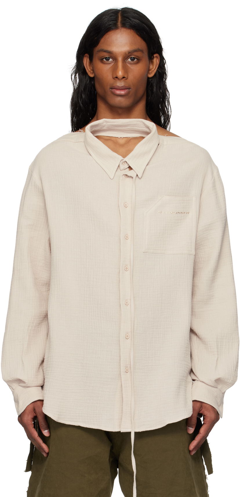 Skjorte Ottolinger Ottolinger Oversized Cut-Out Mousseline Shirt Beige | 111-400411-01