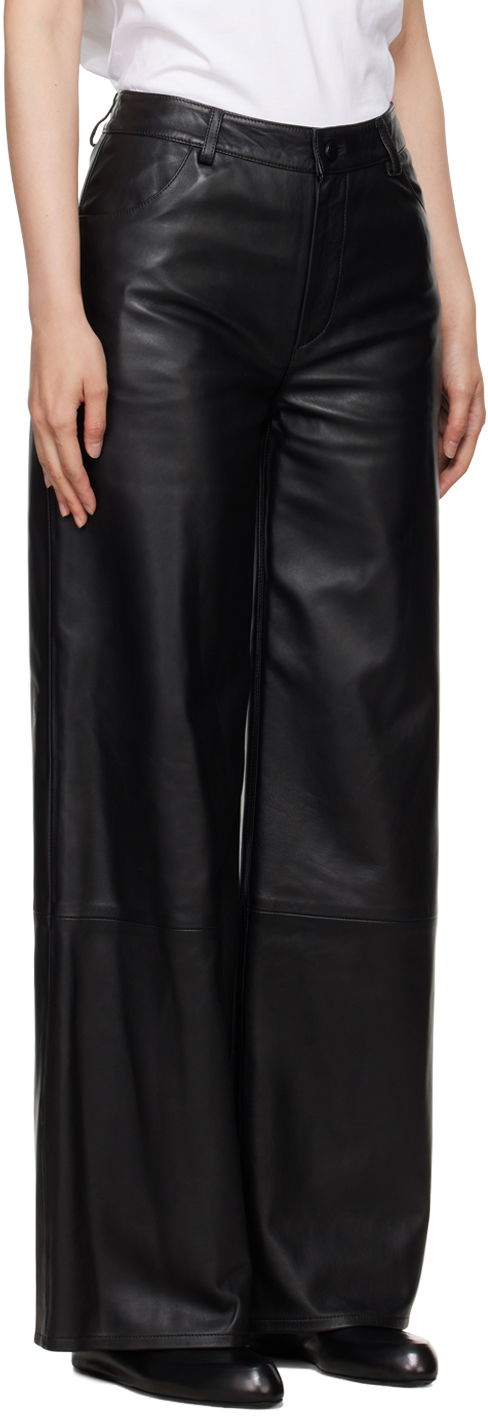 Bukser Loulou de Saison Loulou de Saison Figari Leather Wide-Leg Pants Sort | FIGARI, 1