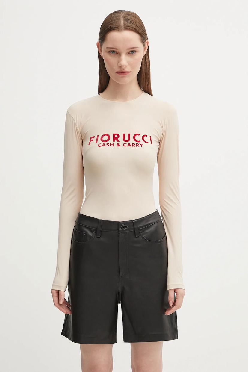 T-shirt Fiorucci Fiorucci Cash & Carry Long Sleeve T-Shirt Beige | W02FPTBO430LY01NA01