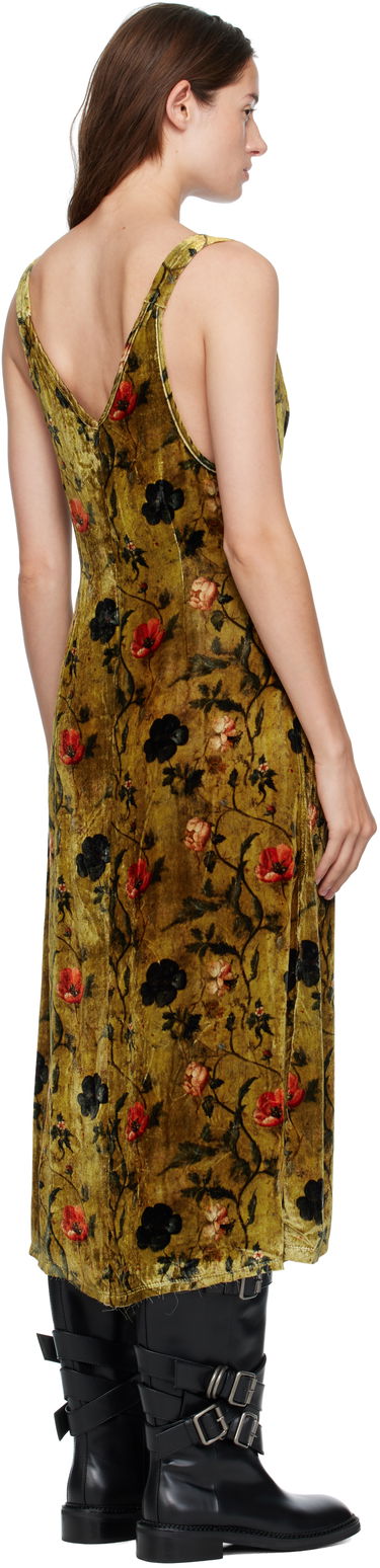 Kjole R13 R13 Grunge Floral-Print Velvet Slip Midi Dress Grøn | R13WR477-R595A, 2