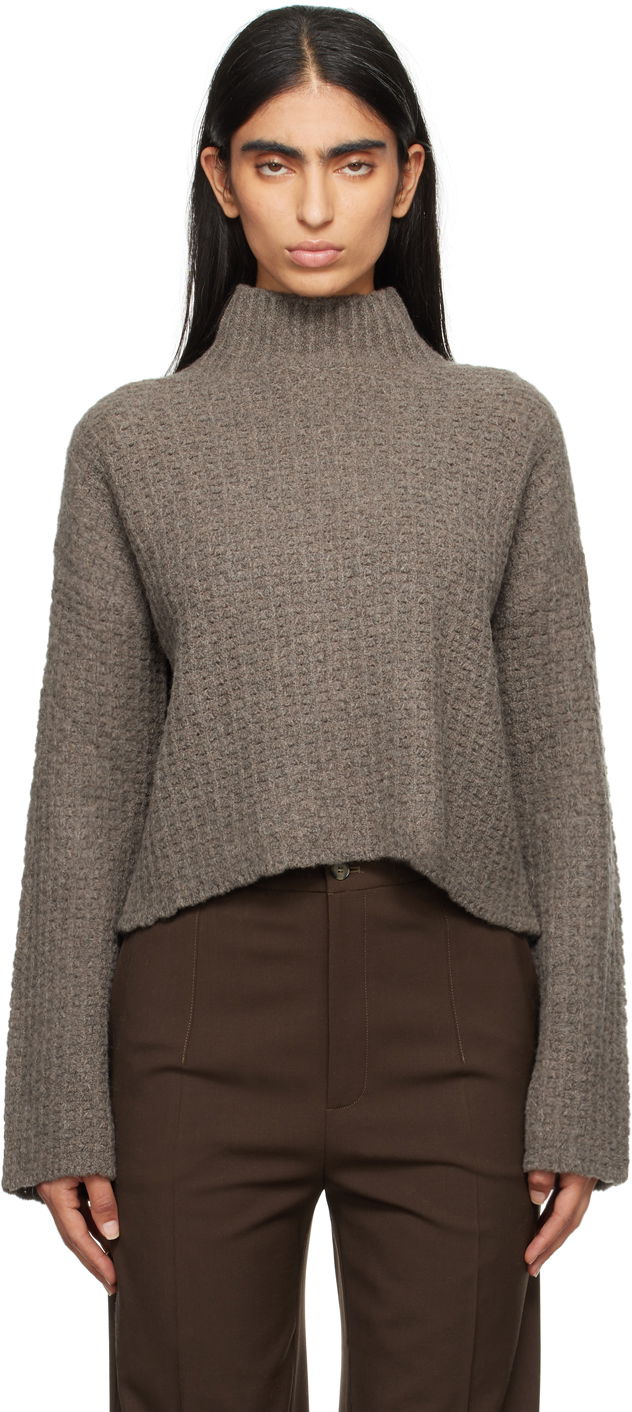Sweater Loulou de Saison Loulou de Saison Kris Cropped Turtleneck Sweater Brun | KRIS