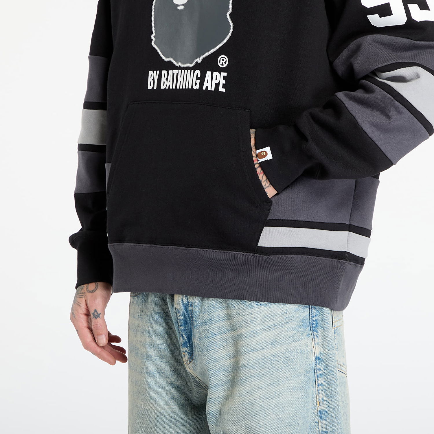 Sweatshirt BAPE Bape Pullover Hoodie with Ape Head Logo Sort | 001PPL801005MBLK, 1