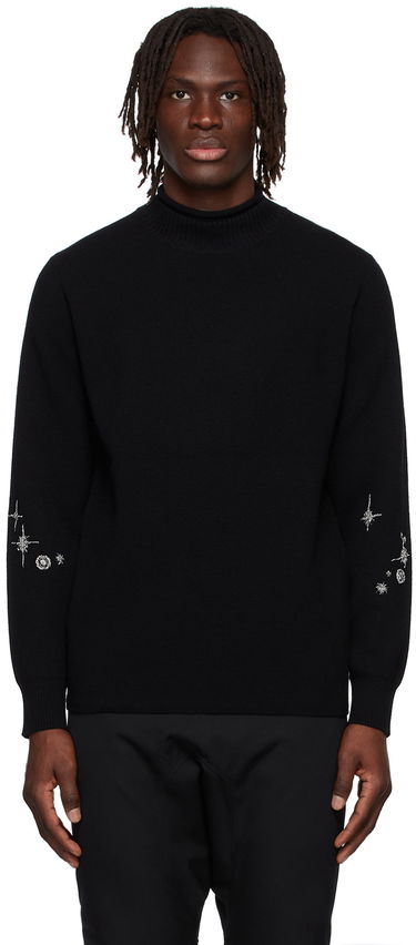 Sweater We11done Cashmere Star Embroidered Turtleneck Sweater Sort | WD-KT1-22-646-U-BK, 0