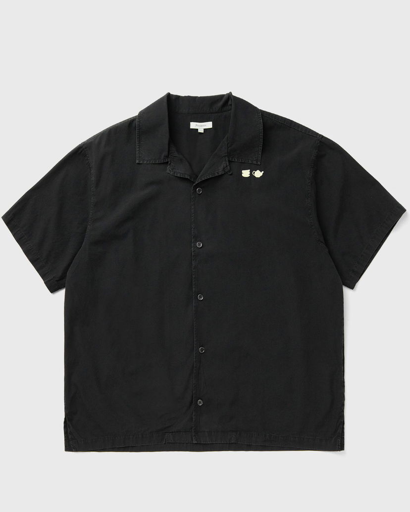 Skjorte JW Anderson Teacup and Teapot Embroidered Camp Collar Short Sleeve Shirt Sort | SH0371-PG1823-781