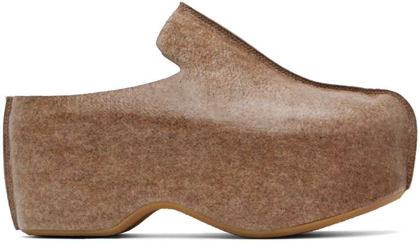 Tøj JW Anderson JW Anderson Laminated Felt Platform Clogs Brun | ANM42500D, 0