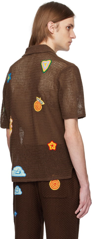Polo skjorte Casablanca Casablanca Crochet Appliqué Polo Brun | MS25-KW-914-01, 2
