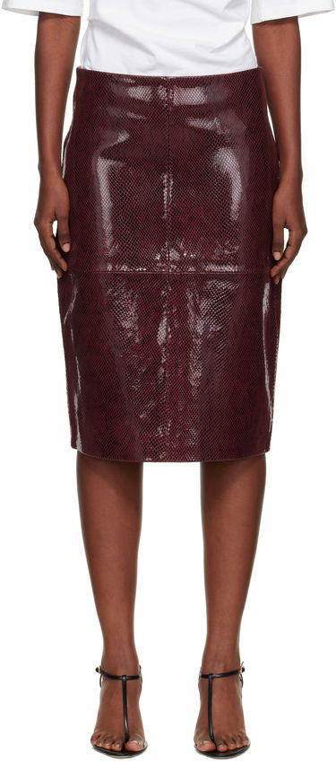 Nederdel Róhe Róhe Snake Leather Midi Skirt Bourgogne | 416-32-166, 0