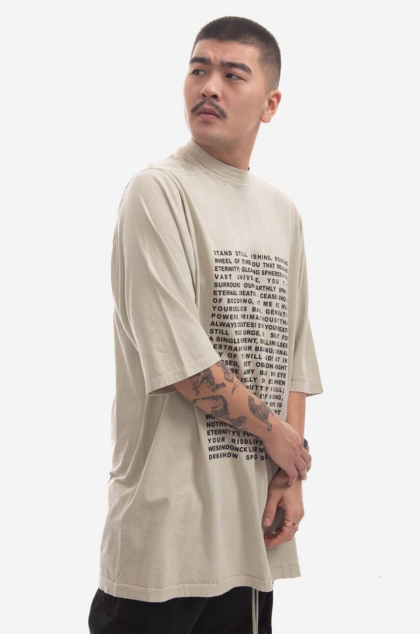 T-shirt Rick Owens Knit Jumbo Short Sleeve T-Shirt with Wesendonck Lieder Wagner Print from DRKSHDW Spring Summer 2023 Collection Beige | DU01C6274.RNEP3.PEARL, 1