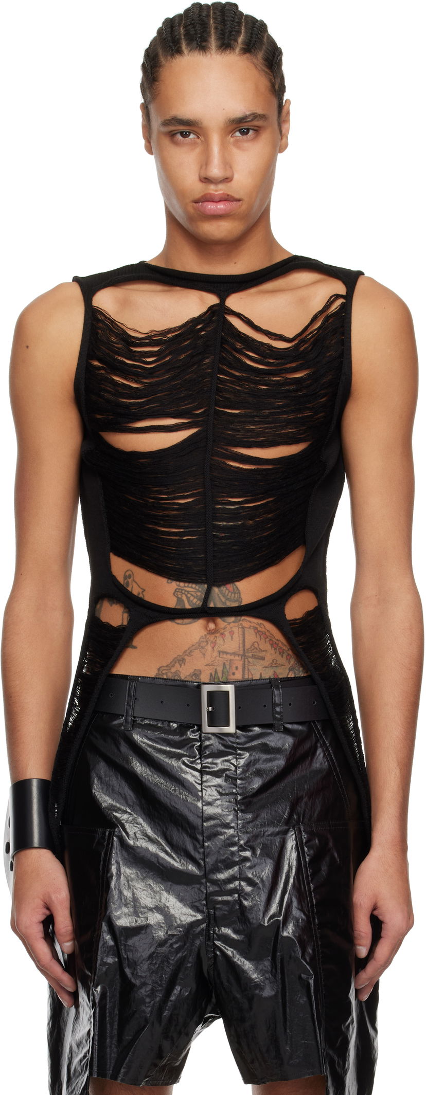 Tanktop Rick Owens Rick Owens Hollywood SL Cutout Tank Top Sort | RR01E5670 KGRIDM