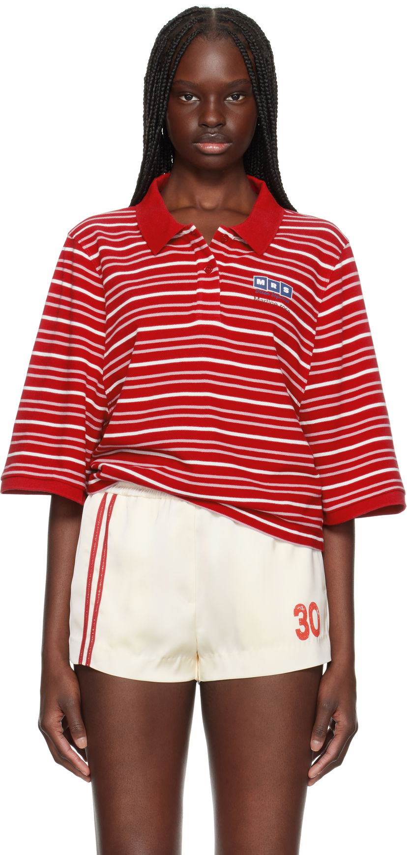 Polo skjorte Martine Rose Martine Rose Shrunken Striped Polo Rød | 659JE02104O