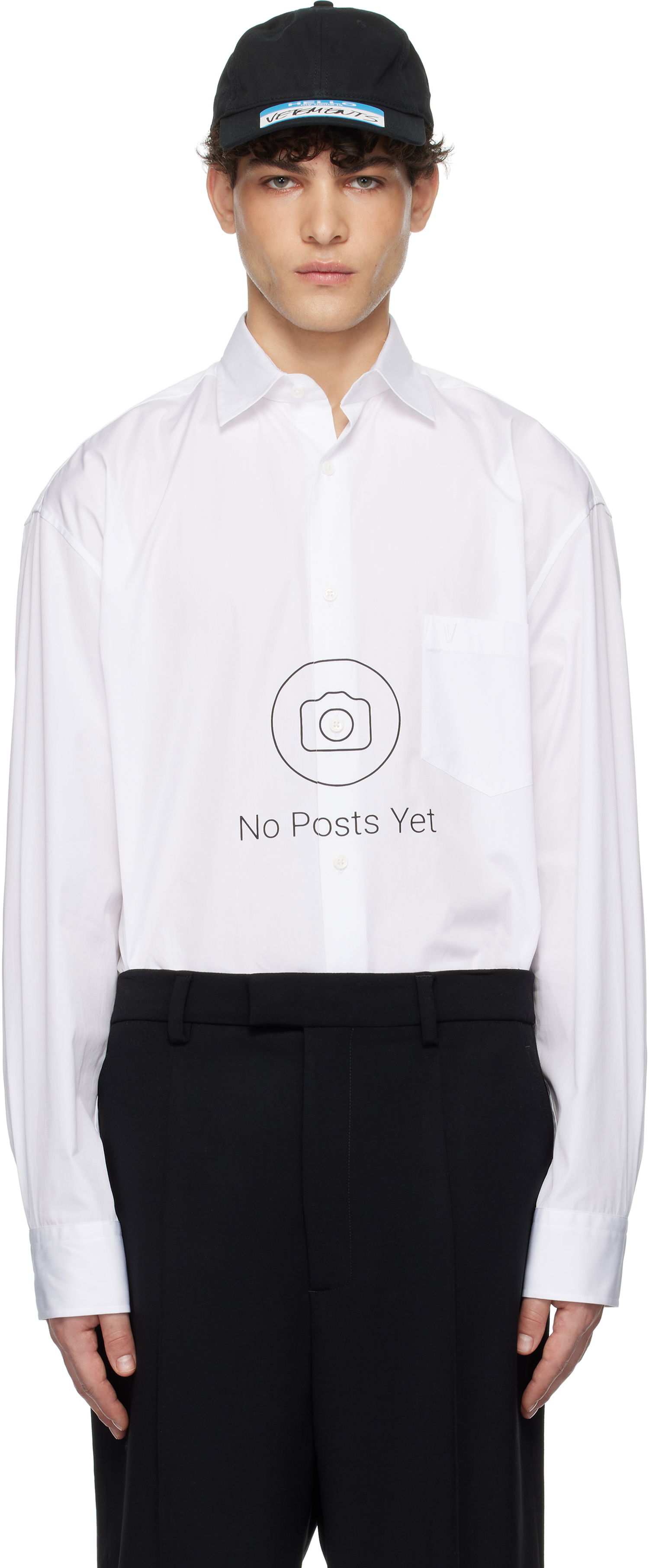 Skjorte VETEMENTS 'No Posts' Graphic Print Classic Shirt Hvid | UA66SH440W, 0