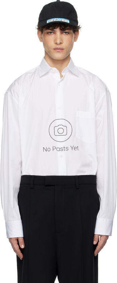 Skjorte VETEMENTS 'No Posts' Graphic Print Classic Shirt Hvid | UA66SH440W, 0