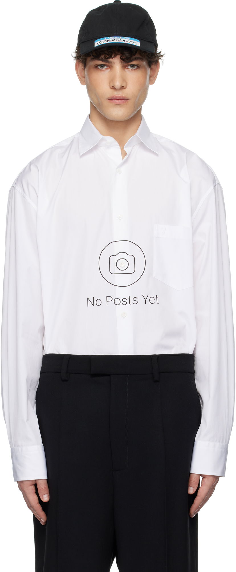 Skjorte VETEMENTS 'No Posts' Graphic Print Classic Shirt Hvid | UA66SH440W