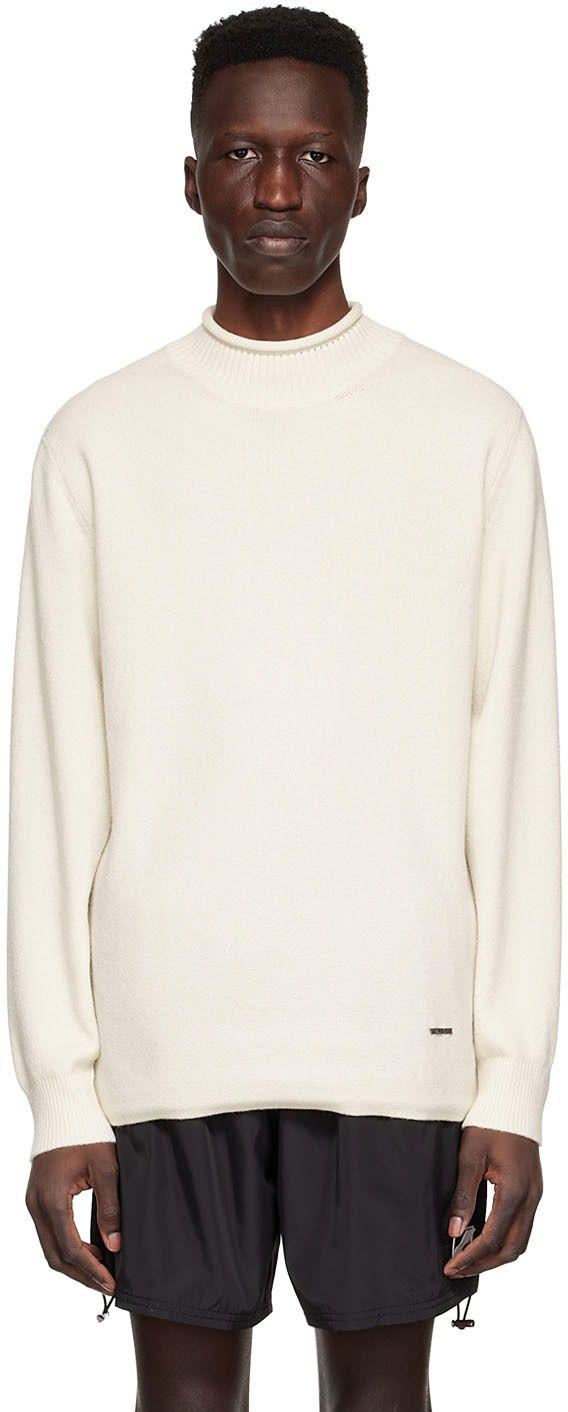 Sweater We11done Cashmere Mock Neck Sweater Hvid | WD-KT1-22-653-U-IV
