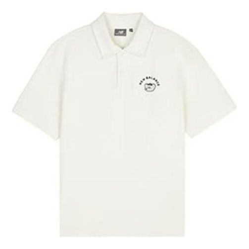 Polo skjorte New Balance Graphic Polo Shirt Hvid | 5FD26231-IV, 0