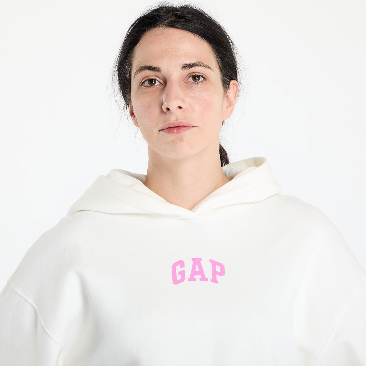 Sweatshirt GAP GAP Logo Cropped Hoodie Hvid | 841725-09, 1