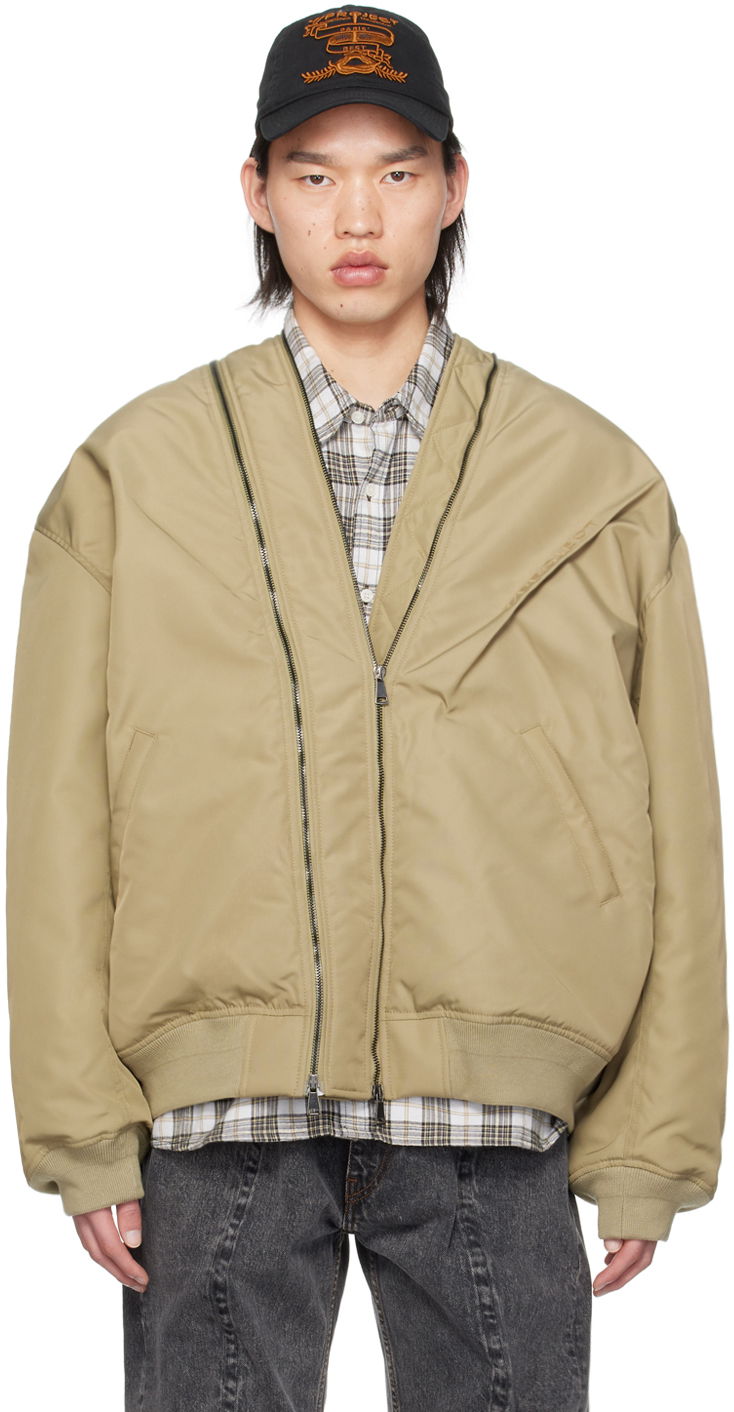 Bomberjakke Y/PROJECT Beige Double Zip Bomber Jacket Beige | 203JA002, 0