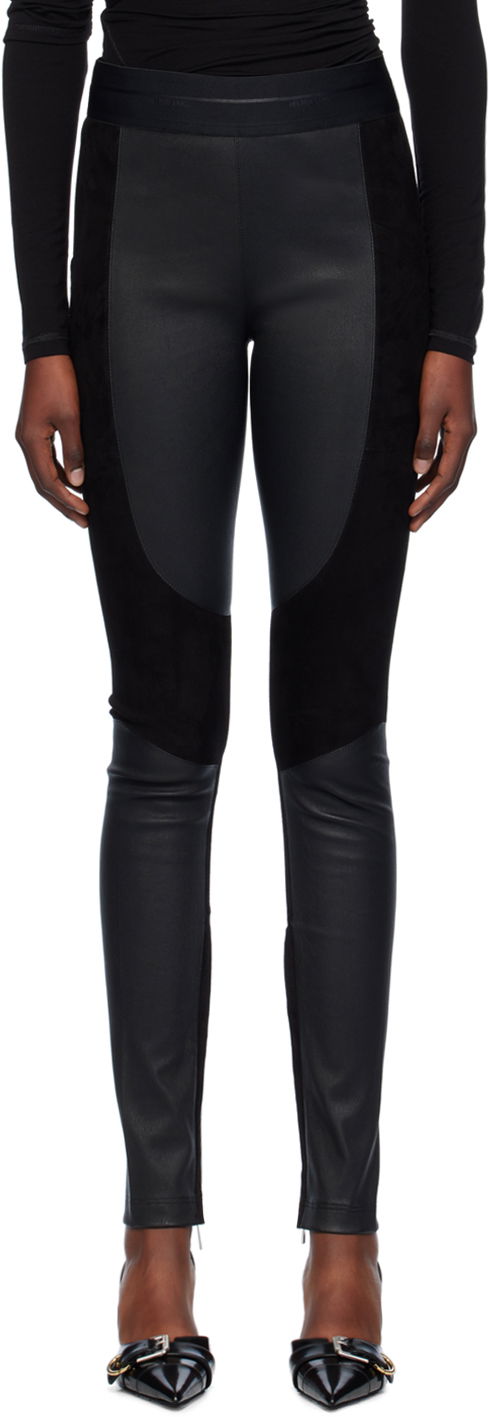 Leggings Helmut Lang Racer Leather Leggings Sort | O06HW202