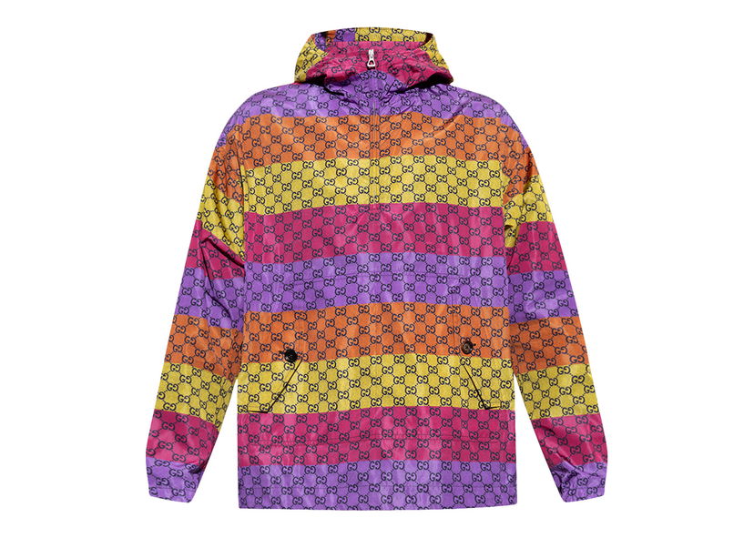 Jakke Gucci GG Print Hooded Jacket Multi Flerfarvet | 701821 ZAJO5 5907