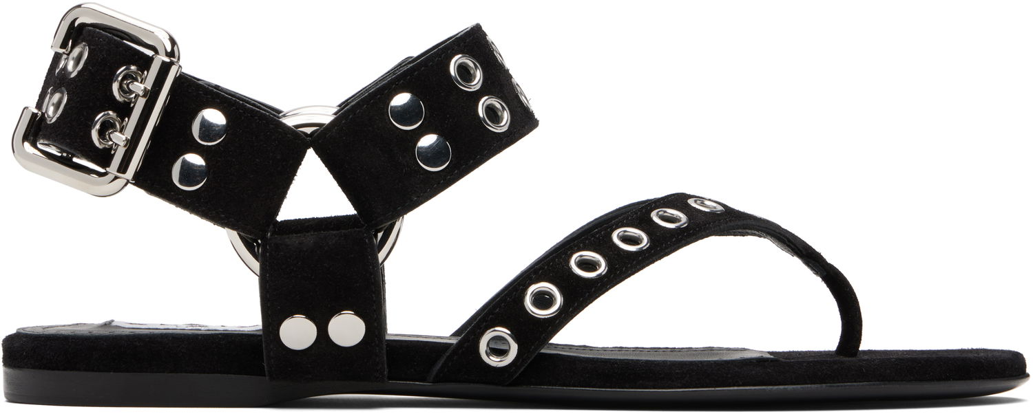 Sneakers og sko Alaïa ALAÏA Suede Calfskin Thong Sandals Sort | AA3S134CK177, 0