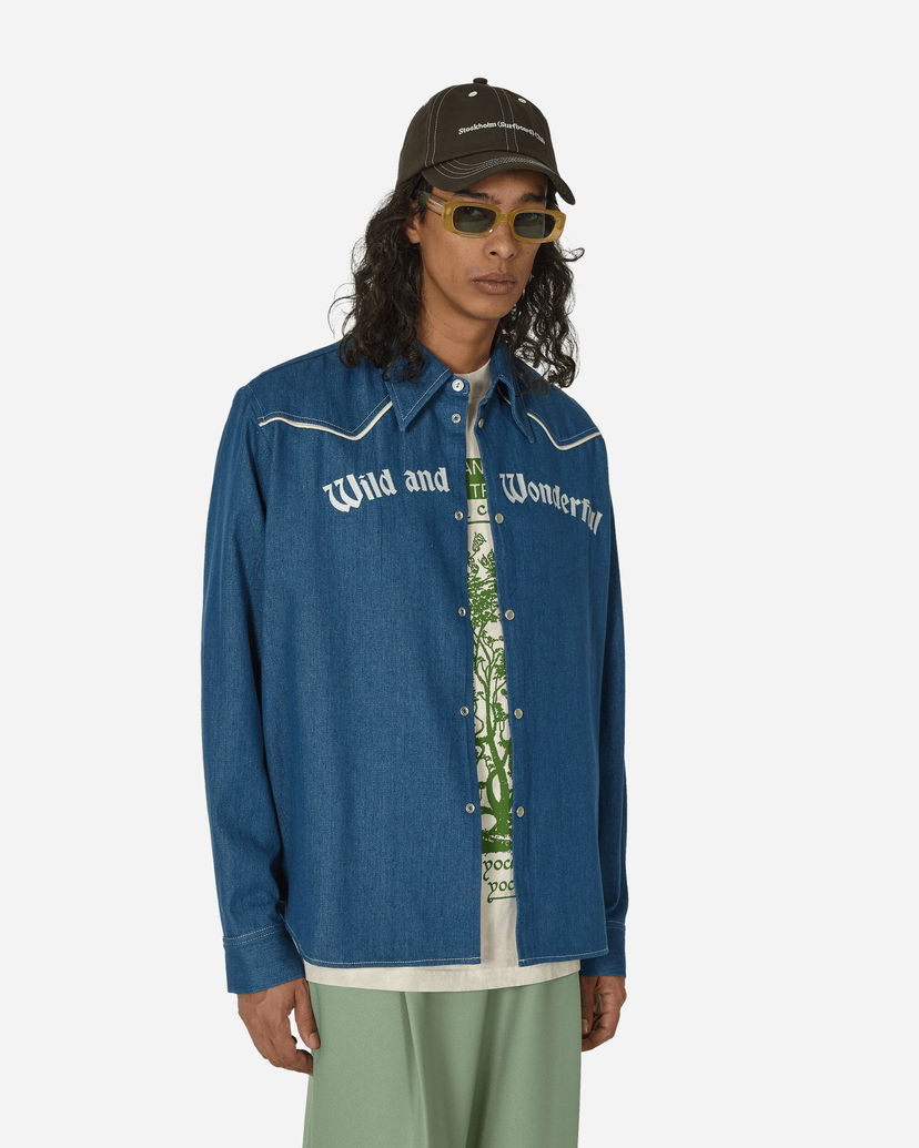Skjorte Stockholm (Surfboard) Club Embroidered Western Shirt Blue Blå | U4000010 1