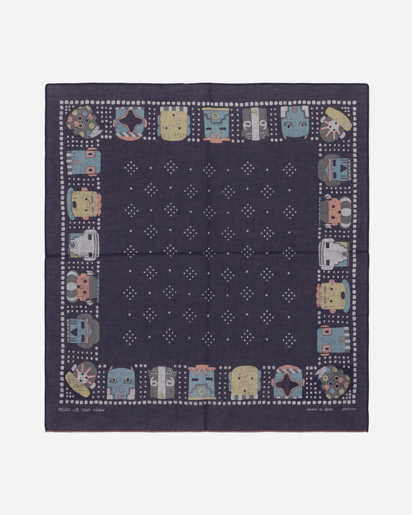 Tørklæde KAPITAL Selvedge Bandana with Kachina Print Mørkeblå | EK-1169BA 2