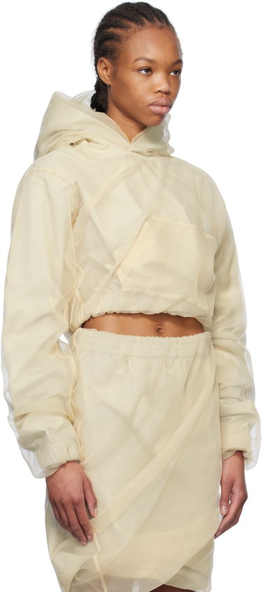 Nederdel We11done We11done Layered Cropped Hoodie Beige | WD-BL0-25-117-W-BG, 1