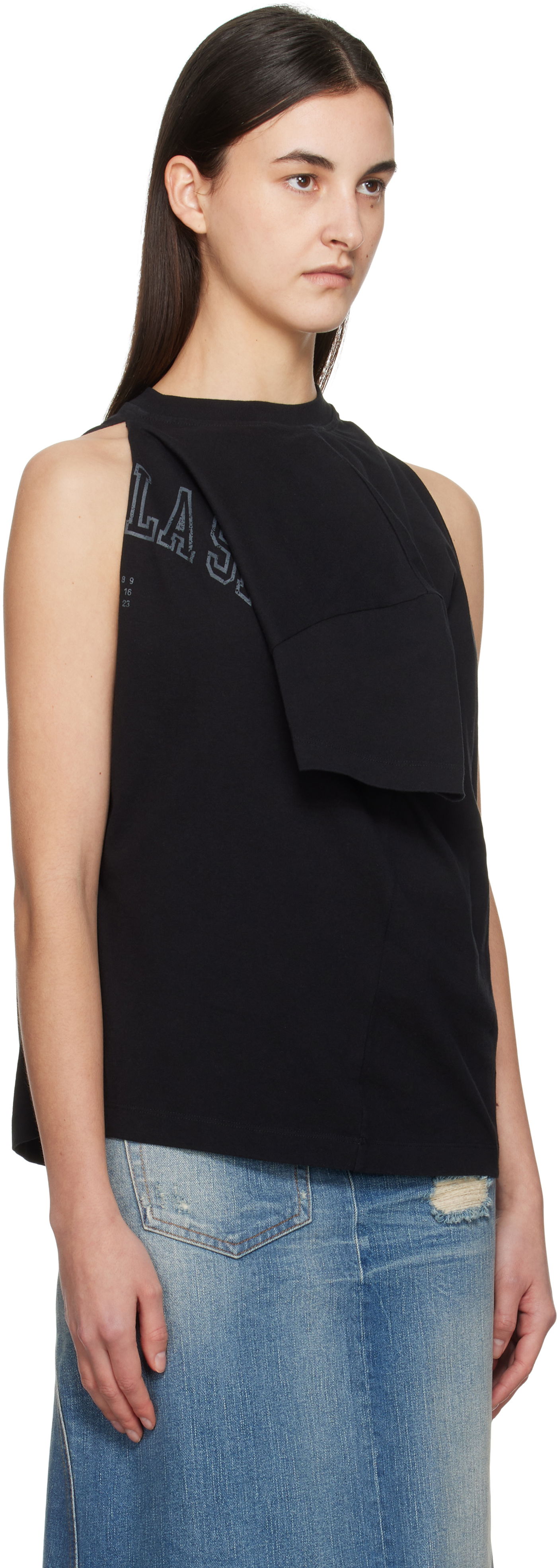 Tanktop Maison Margiela MM6 Maison Margiela Dual Wear Varsity Print Tank Top Sort | S52NF0012 M20050, 1