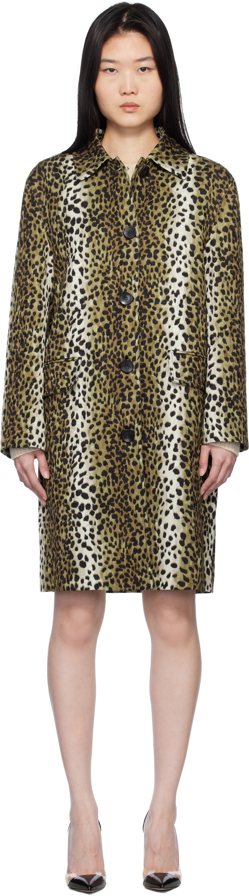 Frakker Blumarine Blumarine Printed Jacquard Coat Brun | P522S093A