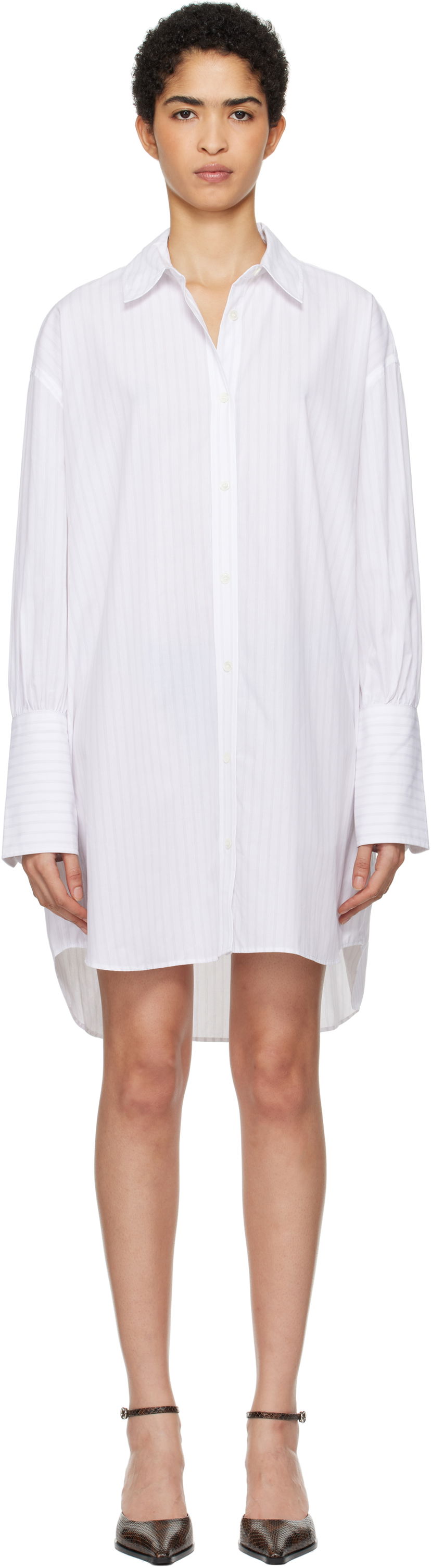 Skjorte Anine Bing ANINE BING Striped Lake Mini Shirt Dress Hvid | A-02-10562-MTL31