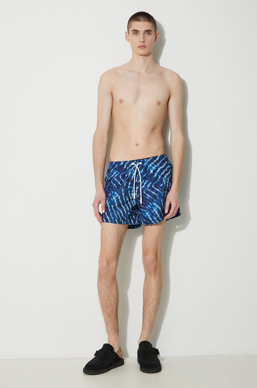 Badetøj Marcelo Burlon Aop Sound Waves Swim Shorts Blå | CMFA003S24FAB0024501, 1