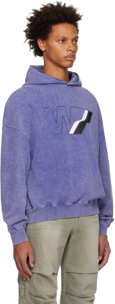 Sweatshirt We11done Wave Line Graphic Print Hoodie Lilla | WD-TH3-22-708-U-NV, 1