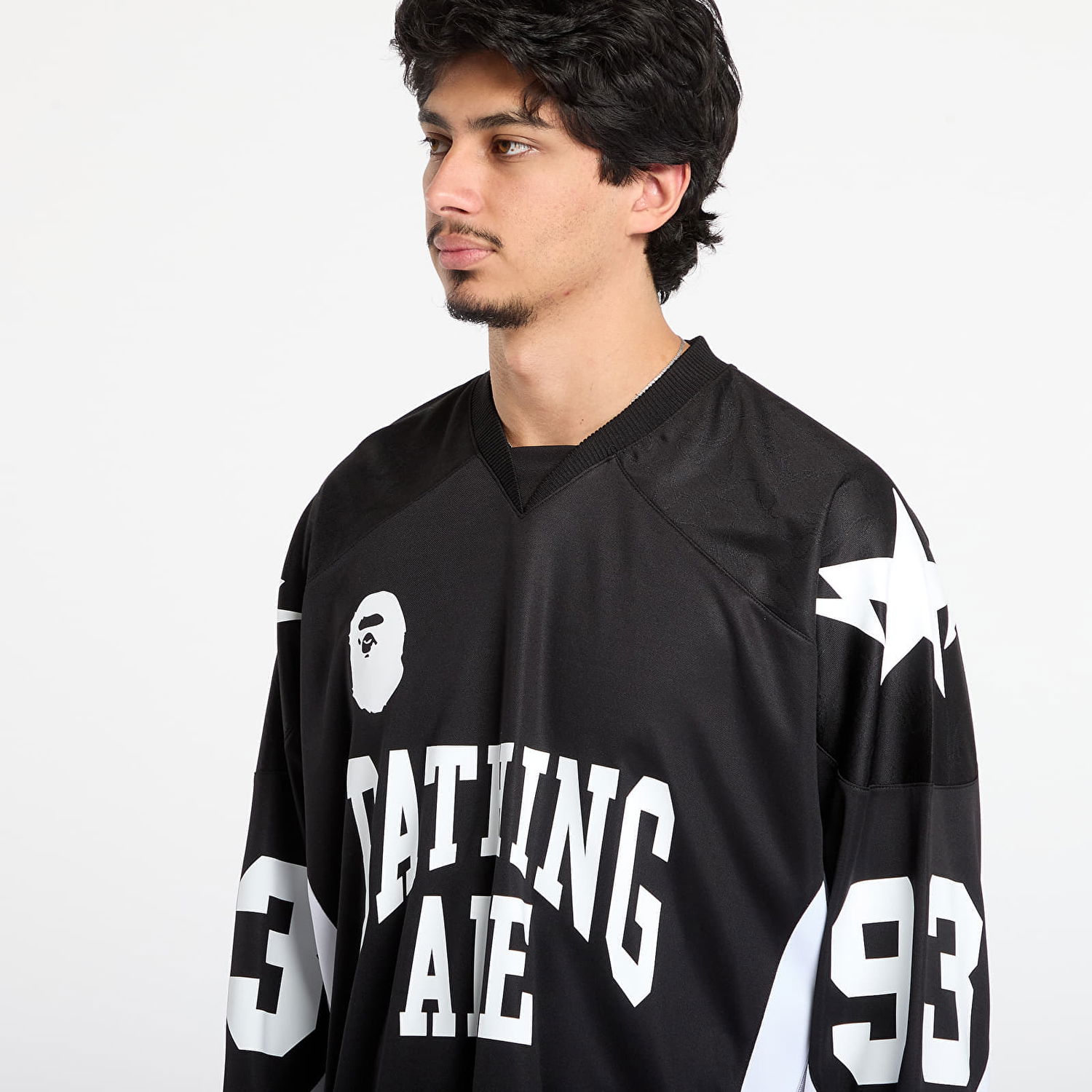 Jersey BAPE Line Camo Jacquard Logo Relaxed Fit Ice Hockey Jersey Sort | 001LTL801313MBLK, 1