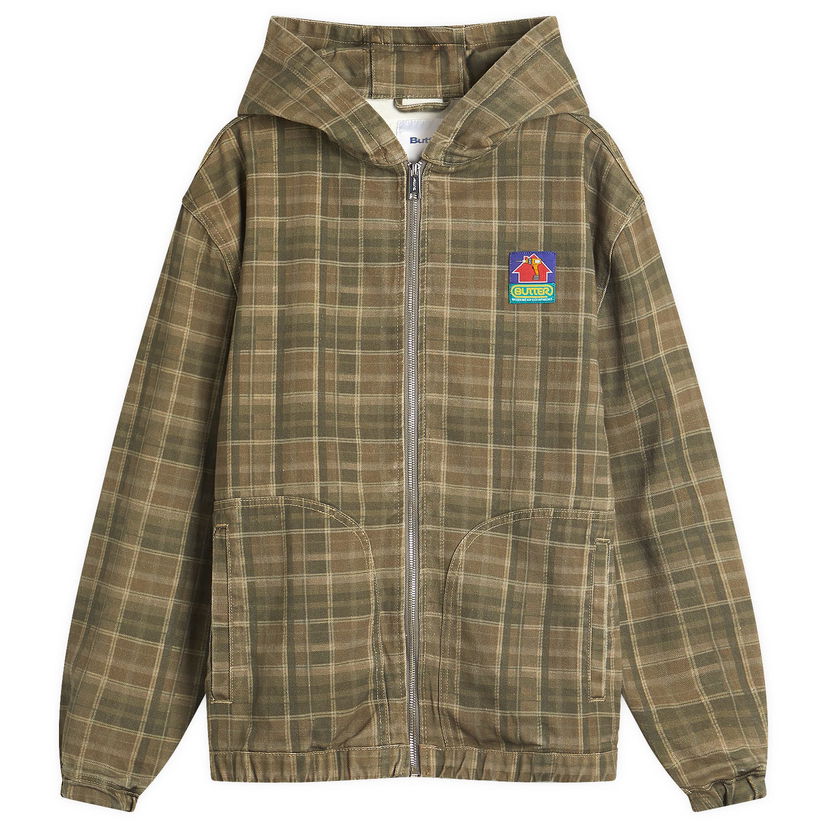 Jakke Butter Goods Butter Goods Work Jacket Washed Plaid, Size Large Grøn | BG252604-PLA