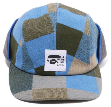 Kasket BAPE BAPE Block Check Earflap Cap Blå | 001CPI801001M, 0