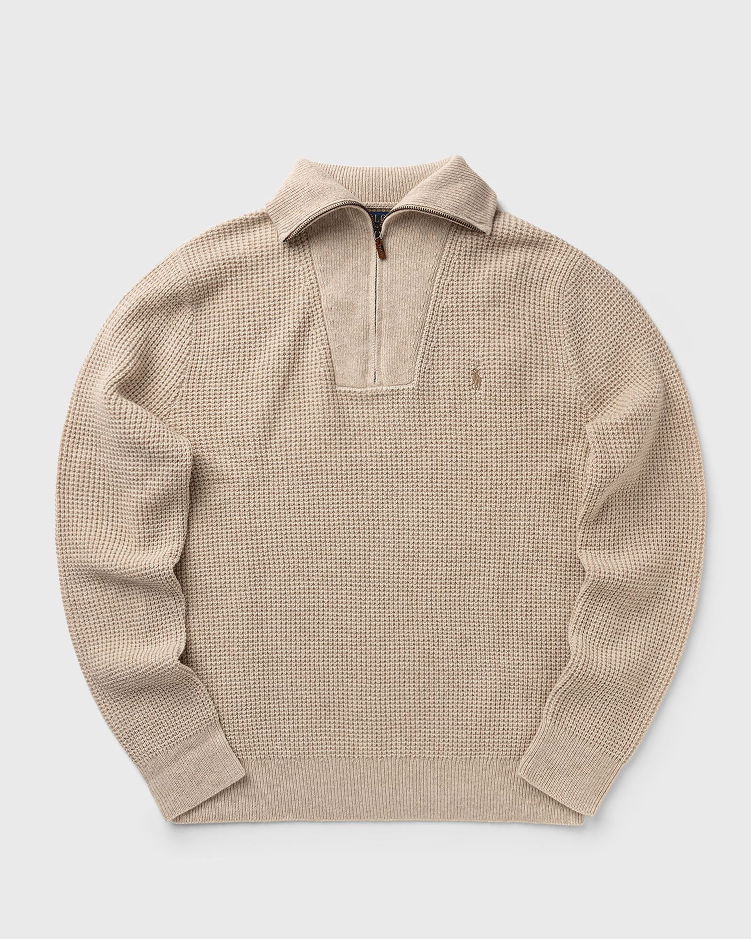 Sweater Polo by Ralph Lauren Long Sleeve Waffle Knit Pullover Beige | 710941101004, 0