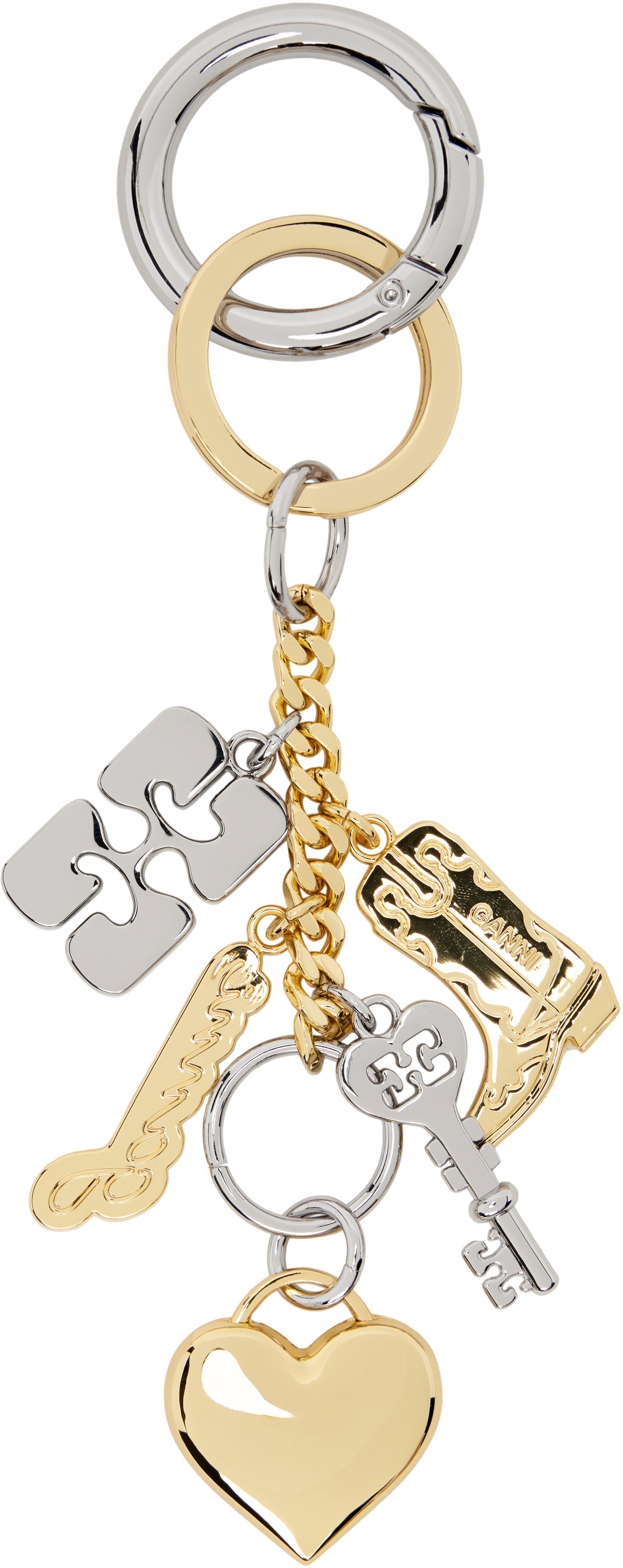 Nøgleringe GANNI GANNI Bou Multi Charm Keychain Metalisk | A6616, 1