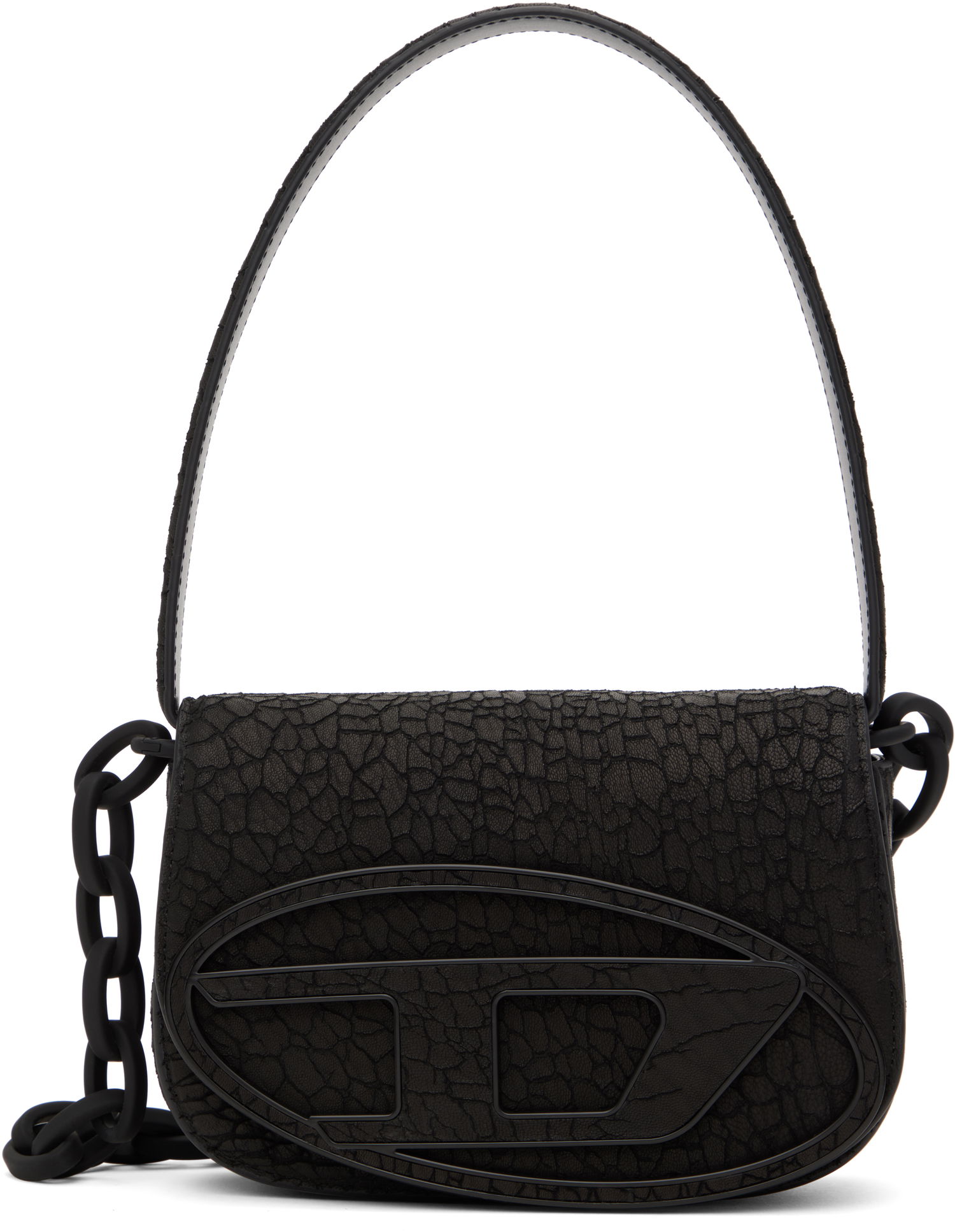 Håndtaske Diesel Textured Faux-Leather Shoulder Bag Sort | X08396 PS919, 0