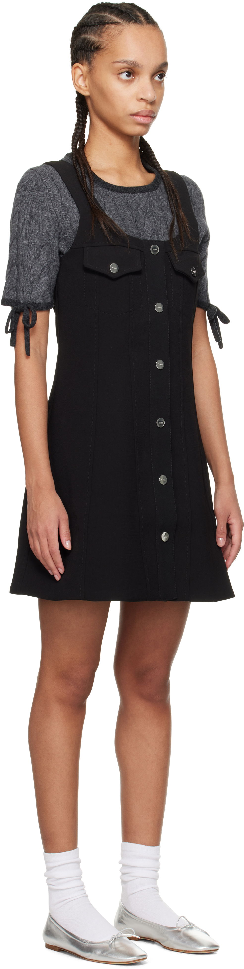 Kjole GANNI GANNI Bonded Crepe Minidress Sort | W0187, 1