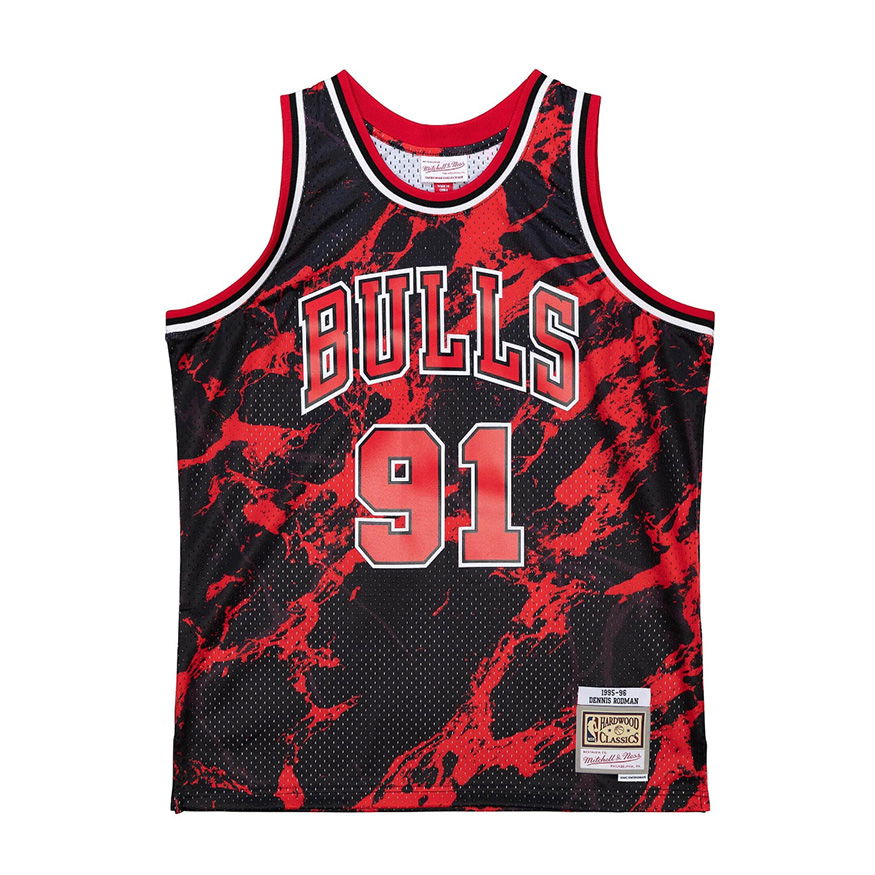 Jersey Mitchell & Ness NBA Chicago Bulls Dennis Rodman Team Marble Swingman Jersey Rød | TFSM1278-CBU97DRDBLCK, 0