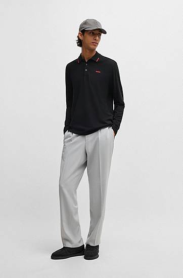 Polo skjorte BOSS Hugo Long Sleeve Polo Shirt with Logo Detail Sort | 50532067, 1