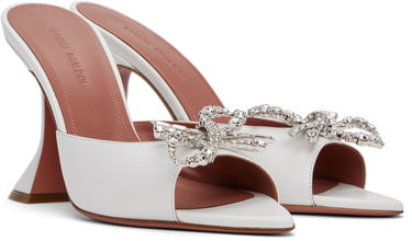 Tilbehør Amina Muaddi Amina Muaddi Rosie Slipper Heeled Sandals Hvid | ROSIE SLIPPER NAPPA, 3