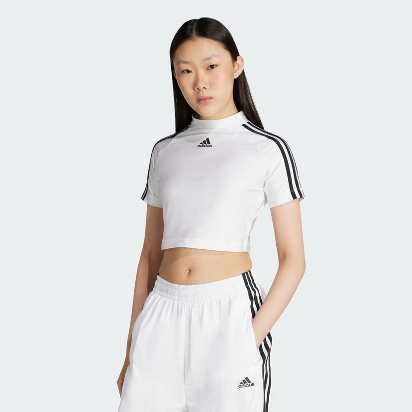 Crop top adidas Performance Teamgeist Adicolor Cropped Tee Hvid | JZ8279