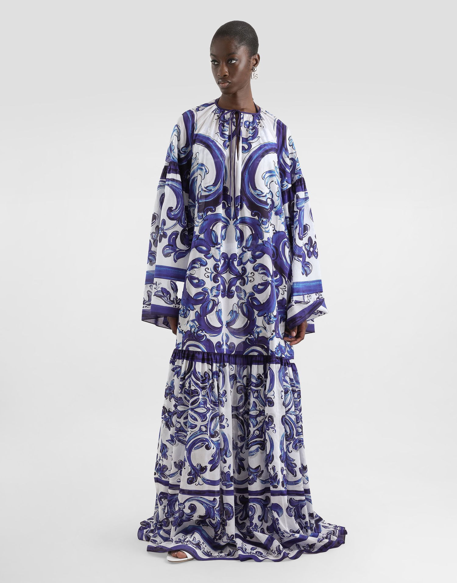 Kjole Dolce & Gabbana Dolce & Gabbana Majolica-Print Cotton Dress Blå | I6KH5WFI5NFHB5DQ, 1
